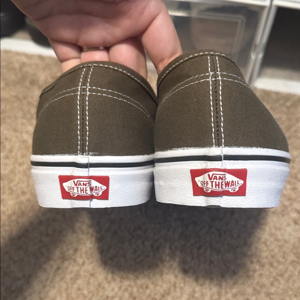 Vans Men's Olive Canvas Sneakers - Picture 5 of 6